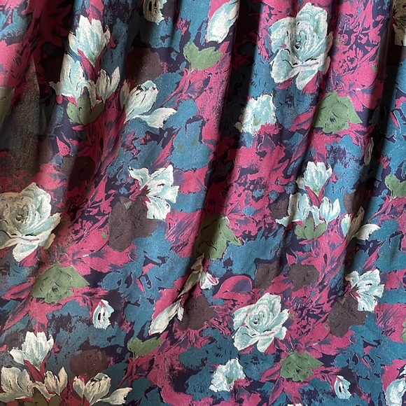 Vintage Karin Stevens polyester floral smocked midi button dress - Picture 8 of 9